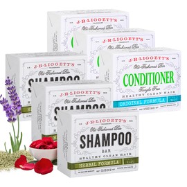 J.R.LIGGETT’S All-Natural Herbal Formula Shampoo 3.5 Oz Bar and Conditioner 1.75 Oz Bar, Plant-Based, Clean Soft Tangle-Free Hair Eco-Friendly Biodegradable Recyclable, USA Made - 6 Pack