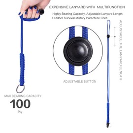 WALNEW 25-Inch Fashion Strong Survival Paracord Lanyard Necklace with Carabiner, Alloy Ring and Clip for Keys, Flashlights, ID Cards, Whistles, USB Drives, Knives etc, NavyBlue