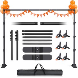 Backdrop Banner Stand 10x8ft，Adjustable Heavy Duty Photo Backdrop Stand，Step and Repeat Background Stands for Party，Photography，Wedding