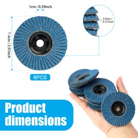 Set of 8 Flap Discs Lamellar Discs for Angle Grinders, Sanding Mop Discs Diameter 76 mm x 10 mm, High-Quality Sanding Discs in Blue for Metal, Wood and PVC, Suitable for 10.8-12 V Angle Grinders