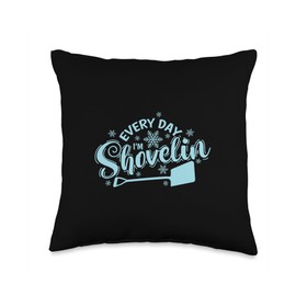 Snow winter cold ice frost season winter sports Every Day I'm Shovelin Snow Winter Throw Pillow, 16x16, Multicolor