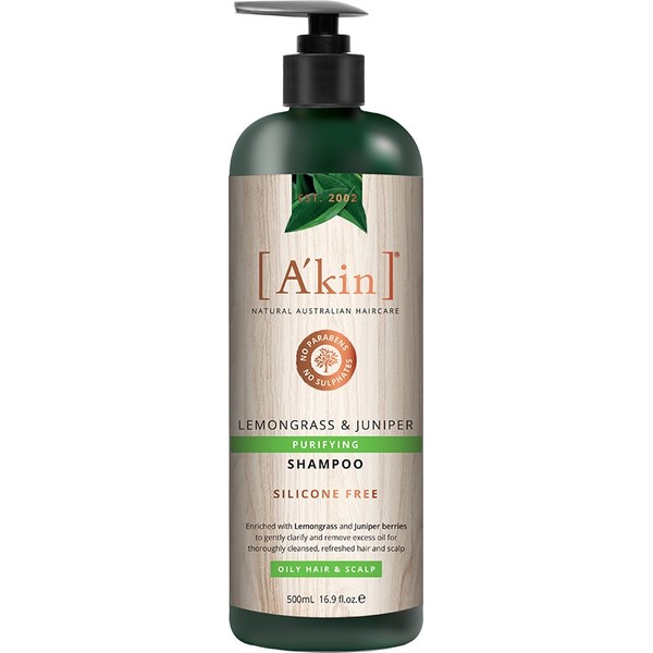 A'kin Shampoo For Oily Hair & Scalp Lemongrass & Juniper 500ml
