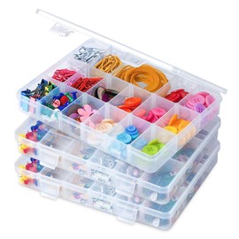 3 PCS Snack Box with Compartments for Kids,Small Snack Box with 18 Removable Compartments for travel plane,Plastic Stackable Organizer Container,Perfect for Jewelry, Cosmetics, Beads and Small parts