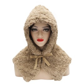 ZLYC Womens Winter Hat Faux Fur Balaclava Cold Weather Windproof Furry Hood Hat Thermal Fleece Lined Beanie (Solid Khaki)