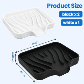 3 Pack Silicone Soap Dish with Drain - Bar Soap Holder for Shower, Bathroom and Kitchen Sink Organize (2Pack Black + 1Pack White)