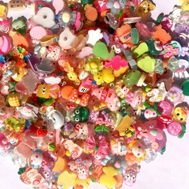JINDUODUO 120 Pcs Random Slime Charms Bulk DIY Craft Making Resin Making Kit, Resin Flat Back Slime Making Supplies for DIY Scrapbooking Crafts (Translucent Bulk)