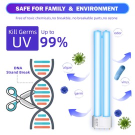 coospider-repta 2 Pack 18 Watts UV Light Bulb Replacement UV Light for Pond Clarifier for Outdoor Ponds 4-Pin Base