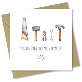 Absolutely Yours Vatertagskarte. Werkzeuge Design. Karte mit Umschlag. 150x150mm im zusammengeklappten Zustand.