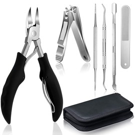 OrangeClub Toenail Pliers Set Pedicure Set Manicure Set Professional Nail Care 6 Pieces Pre Stainless Steel Manicure Nail File and Ingrown Toenail Tool Set for Comfortable Foot Care Set Bag