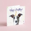 Greyhound Birthday Card - Party Hat