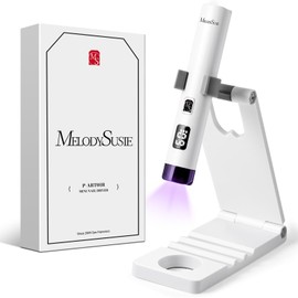 MelodySusie MelodySusie Handheld UV Light for Gel Nails with Stand, Mini Portable Cordless Nail Lamp with LCD Display, Eye-Protective Cover, Flash Curing for Glue, White
