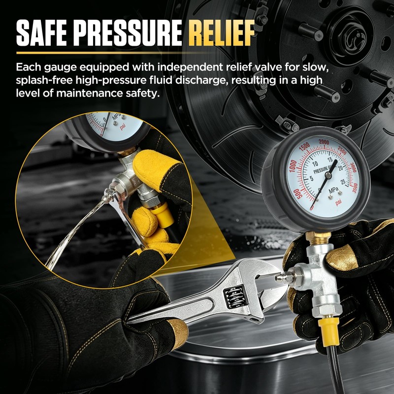 Brake Pressure Tester, Universal ABS/Non-ABS Brake System Pressure Test Kit