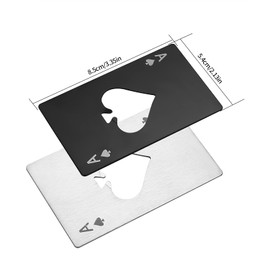 HexinYigjly10Pcs Ace of Spades Bottle Openers, Poker Card Bottle Openers, Stainless Steel Portable Metal Credit Card Beer Bottle Can Cap Openers for Wallet Pocket Wedding Birthday Party-Silver/Black