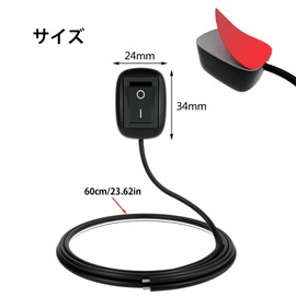 YFFSFDC Car DIY Switch Ship Button Switch OFF/ON DC 12V 10A Switch with Cable Double Sided Tape Easy to Use DRL for LED Light Bar (0.6m)