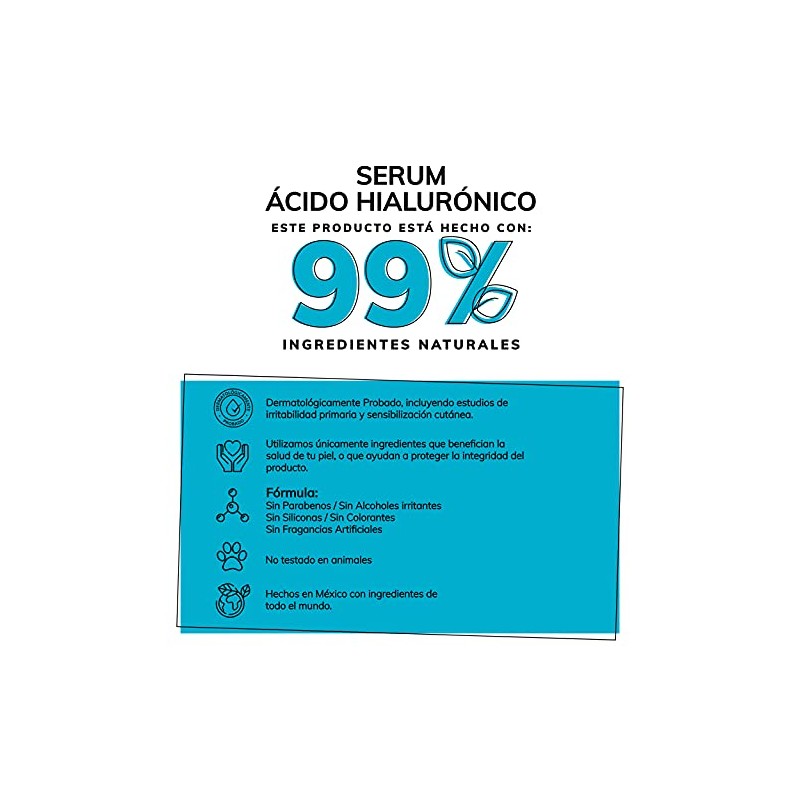 Serum Ácido Hialurónico Facial + Vitamina B5 + Extracto de