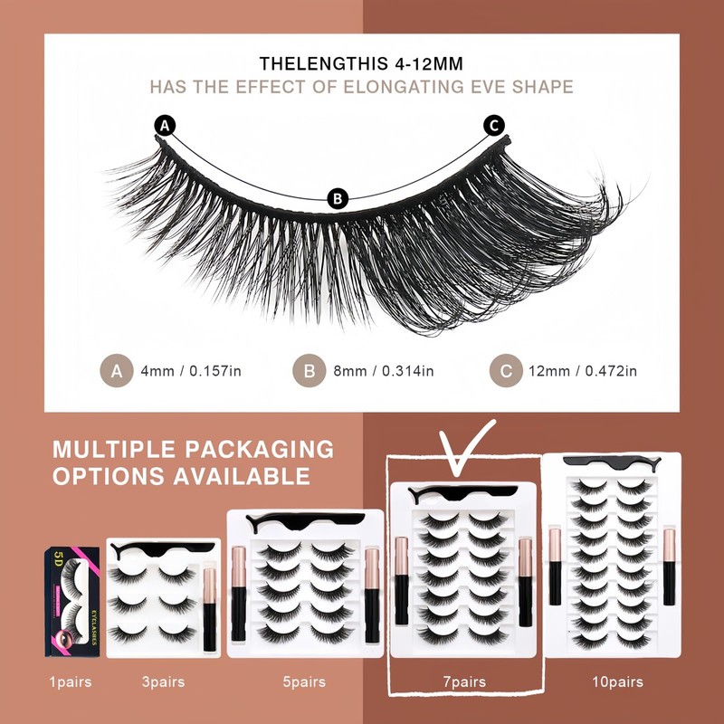 Magnetic Eyelashes Set with Eyeliner - Fox Style 7 Pairs