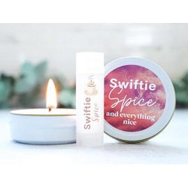 Small Gift Set with Candle and Lip Balm, Pumpkin Spice Gift Bag for women and girls