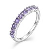 JIWOY Sterling Silver Rings/Princess-Cut Stackable Created Amethyst Ring/Eternity Rings for