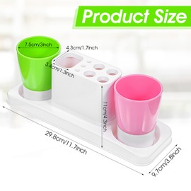 Toothbrush Holder for Bathroom, Bathroom Organizer Storage Set with 2 Cups, Kids Electric Toothbrush Holder, Bathroom Accessories Storage for Toothpaste
