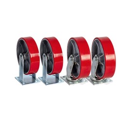 8"x2" Swivel Casters Heavy Duty Polyurethane Wheel on Steel Hub (2) and Rigid (2), Supports 1,250 lbs Each(4), Perfect for Carts, Dollies, Racks, Industrial Equipment