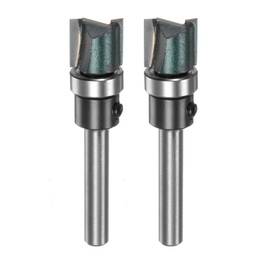HARFINGTON 2pcs Pattern Flush Trim Router Bit 0.24" Shank 15/32" Cutting Length 1/2" Cutting Dia with Top Bearings Straight Precise Cutting Woodworking Milling Cutter Tool for Trimming