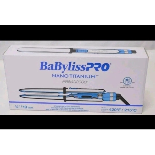 BaBylissPRO Nano Titanium Prima2000 Ionic Styling Iron, 3/4" Stainless Steel