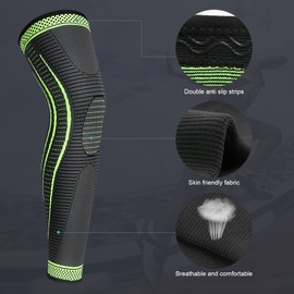 Ruilaibao 2 Pack Full Leg Compression Sleeves, Long Knee Brace Support for ACL,PCL, Meniscus Tear, Arthritis, Tendinitis,Men And Women (Green,Small)