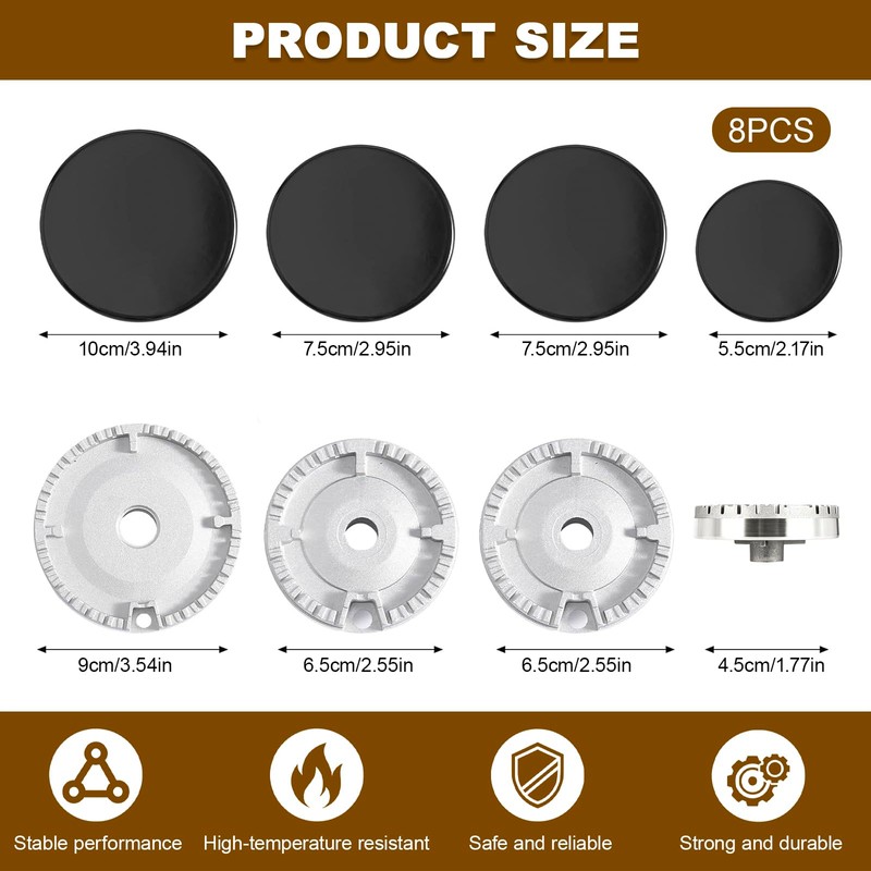 4 Pcs Gas Hob Covers for 4 Burner Gas Cookers