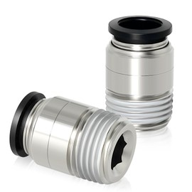 TAILONZ PNEUMATIC Round Male Straight 12mm Tube OD x 1/4 Inch BSP Thread Push to Connect Fittings POC12-02 (Pack of 2)