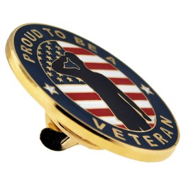 PinMart Proud to be a Veteran Pin – Patriotic American Lapel or Hat Pin – Proud to be Retired Army, Navy, Air Force or Marine Corps – Gold Plated Enamel Pin with Secure Clutch Back
