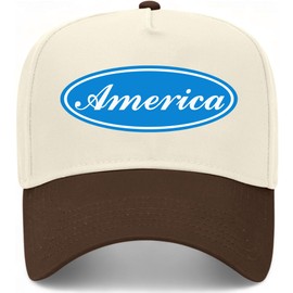 America Oval Vintage Trucker Hat | 4th of July USA Party | Premium Snapback Baseball Hat for Men & Women (US, Alpha, One Size, Brown/Natural)