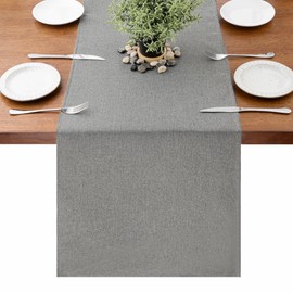 MAIBAOTA Light Grey Waterproof Table Runner Farmhouse Rustic Seasonal Table Runners for Kitchen Dining Table Decorations Wedding Christmas Birthday Party Decor 40 x 140 cm (16 x 55")