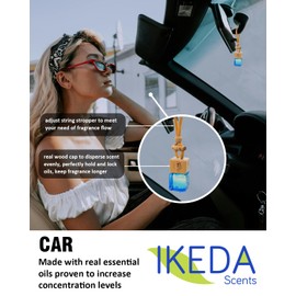 Ikeda scents Car Air Fresheners for Men | Car Fresheners with Odour Eliminator Technology | Long Fragrant Car Accessories for Men | Strong Car Scents Perfume Hanging Diffusers | Ikeda Air Freshener Car (Green Tea)