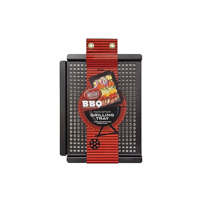 TableCraft BBQ Nonstick 16-Inch Grilling Tray, Small, Black