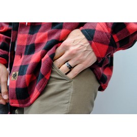 Metal Masters Men's Co. Black Tungsten Trout Lake Fly Fishing Enthusiasts Ring, Outdoor Scenery Band 8mm 9