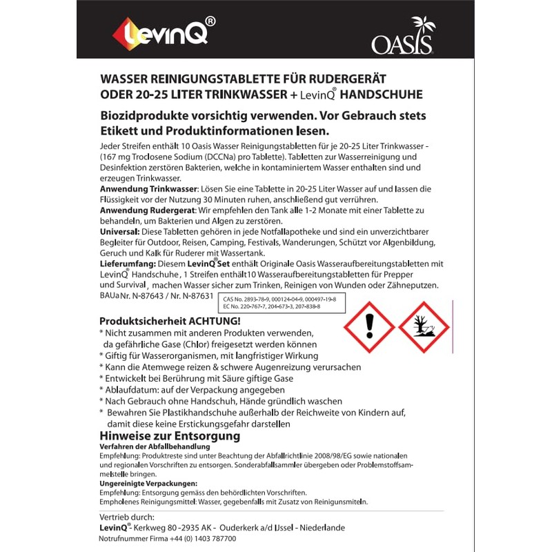 LevinQ Water Purification Tablets [Pack of 20] *NSF Tested *