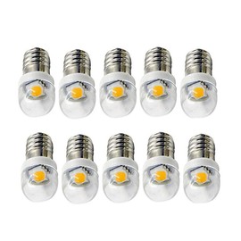 ShuoHui Pack of 5 E10 Socket LED Lamp 1W 3V 6V 12V Warm White Torch Headlight Mini Headlight Torch Lamps Replace (6 Volt)