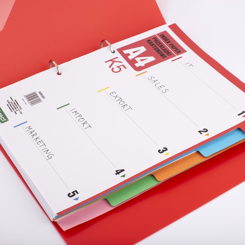 D.RECT Index for A4, K5, 5 Dividers, Ring Binder, Tabs