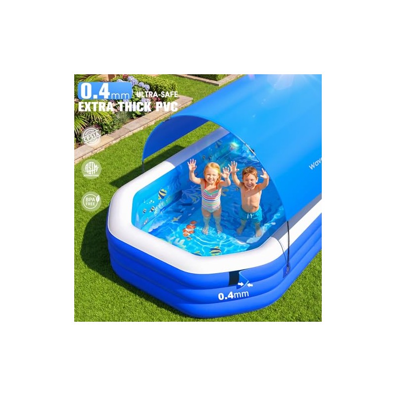 2026 Inflatable Pool with Canopy, Large Inflatable Pool for Kids,Adults,