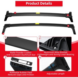 220lbs Lockable for Toyota RAV4 2019-2025 Roof Rack Rail Cross Bar Luggage Black