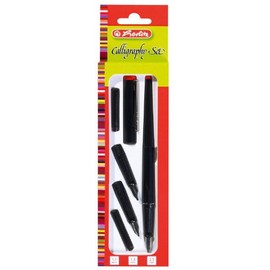 Herlitz Calligraphy 8623001 5-Piece Fountain Pen Set with Writing Template Also in Set with Extra Cartridges