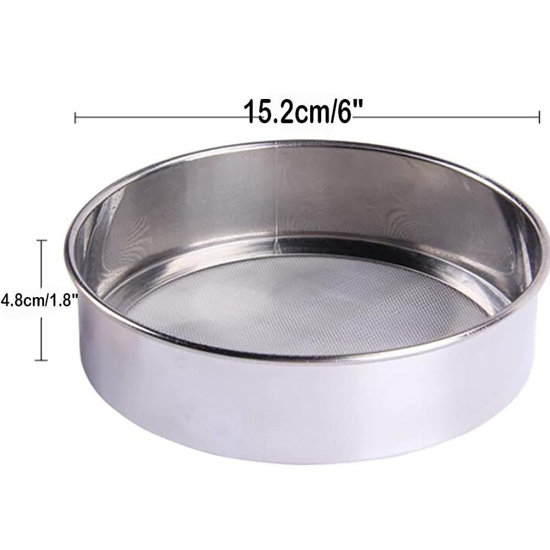 LOVEDAY 6 Inch Stainless Steel Round Flour Sieve with 40