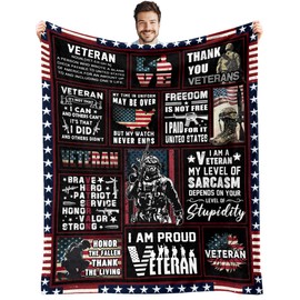 BUUGVIIL Veterans Gifts, Veteran Day Gifts, Veteran Gifts for Men, Vietnam Veteran Gifts Blanket, Navy/Army/Air Force Veteran Gifts, Gifts for Veterans, Hard Head Veterans Blanket 60"x50"