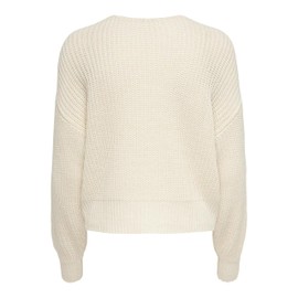 JDY JDYJUSTY Women's Cropped Oversized Knitted Cardigan Ribbed Fabric Jacket with Button Placket Knit Jacket, Eggnog