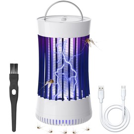 Phosooy 2 Packs Indoor Electric Bug Zapper with Fan, 2-in-1 Plug-in 1500V High Voltage Mosquitoes Killer with Hanger, Small Fly Insects Lamp Trap Catching Moth Gnat Fruit Flies, White & Black