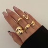 Chunky Gold Rings Set - Stackable, Adjustable, 14K Gold Plated,