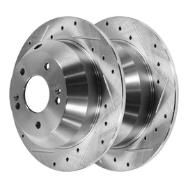 AutoShack Pair of 2 Rear Drilled and Slotted Brake Rotors Silver Driver and Passenger Side Replacement for Hyundai Santa Fe Sport Santa Fe XL 2011-2015 Kia Sorento 2015-2021 Sedona V6 FWD PR41555DSZPR