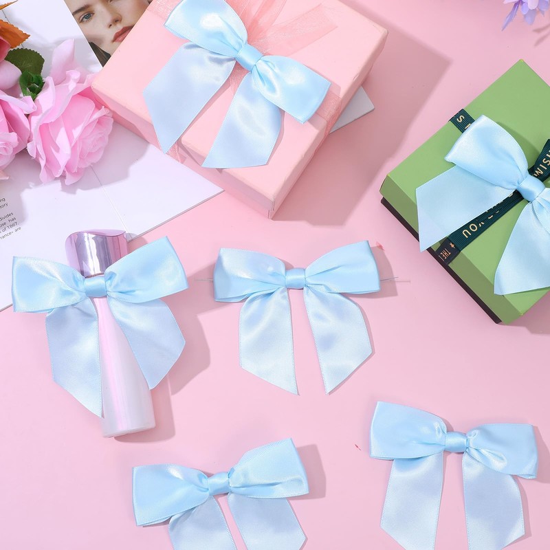 20Pcs Bows for Crafts 4.5" Pre-Tied Twist Tie Bows for