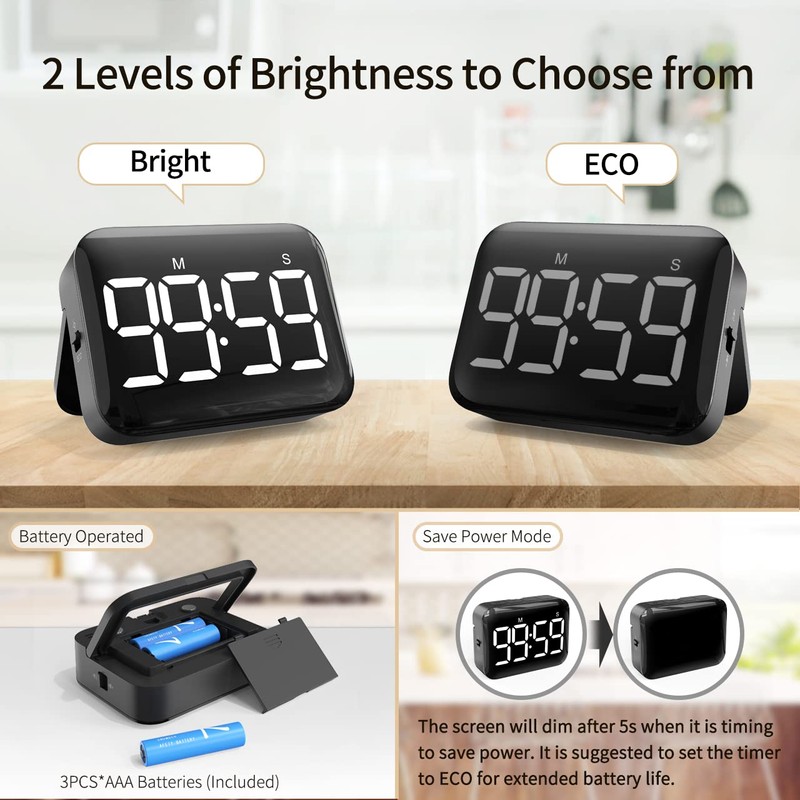 NOKLEAD Digital Kitchen Cooking Timer - Magnetic Countdown Count Up
