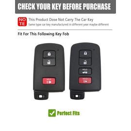 YINEOR for Toyota Key Fob Cover Leather Car Key Case Keychain Fob Holder Compatible for Toyota Highlander Rav4 4Runner Camry Corolla Tacoma Tundra Sequoia Prius Avalon C-HR Cruiser (Blue)